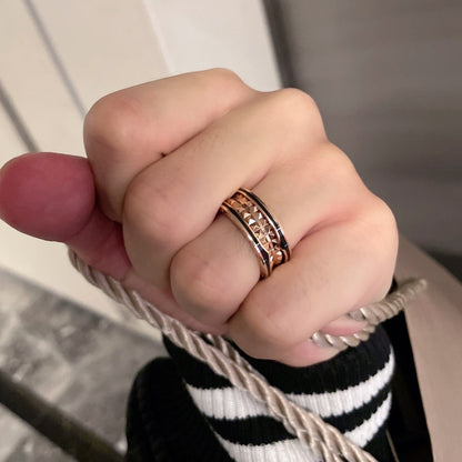 [Love More]ZERO 1 PINK GOLD BLACK CERAMIC RING