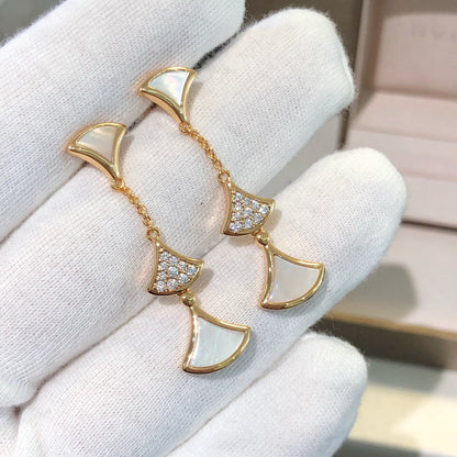 [Love More]DREAM EARRINGS 3 MOTIFS DIAMOND MOP PINK GOLD