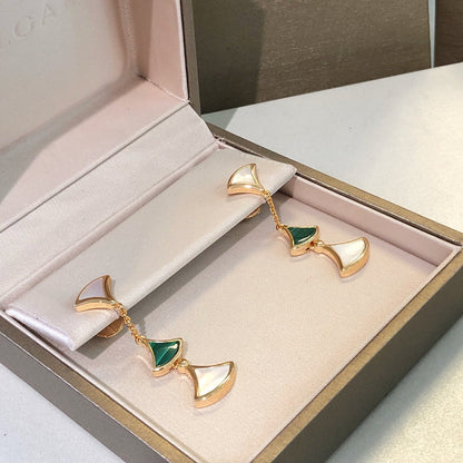 [Love More]DREAM EARRINGS 3 MOTIFS MALACHITE MOP PINK GOLD