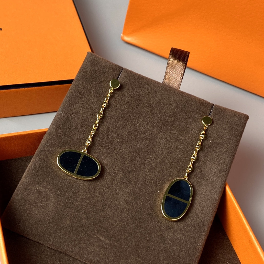 [Love More]CHAINE VERSO BLACK CERAMIC EARRINGS