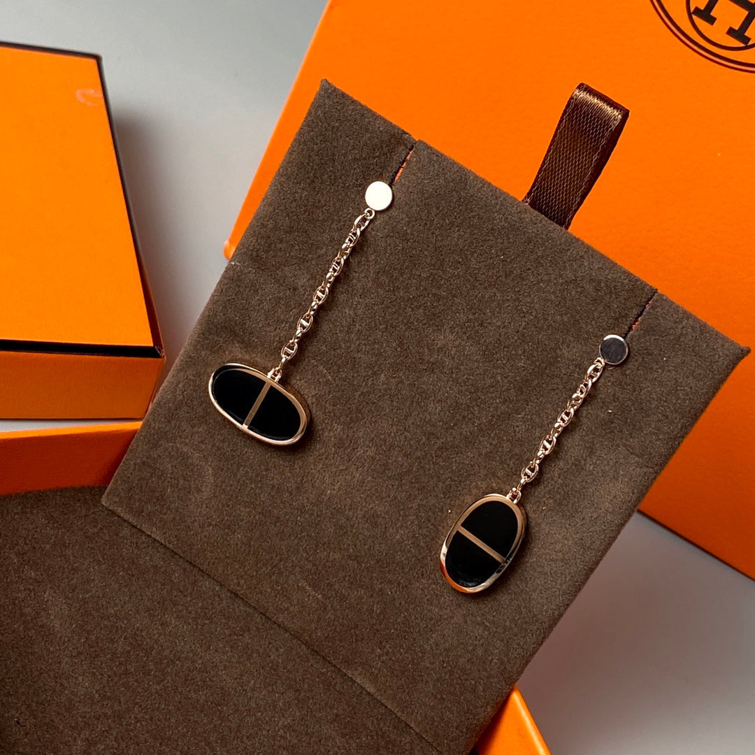 [Love More]CHAINE VERSO BLACK CERAMIC EARRINGS