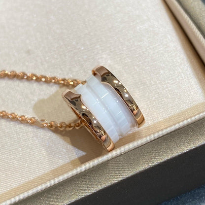 [Love More]ZERO 1 WHITE CERAMIC PINK GOLD NECKLACE