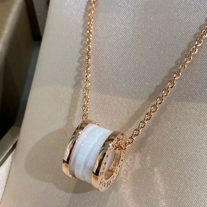 [Love More]ZERO 1 WHITE CERAMIC PINK GOLD NECKLACE