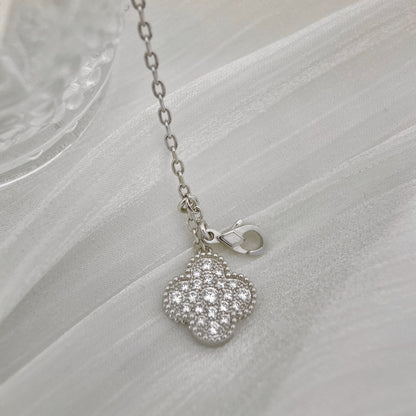 [Love More]CLOVER 5 MOTIFS SILVER DIAMONDS NECKLACE