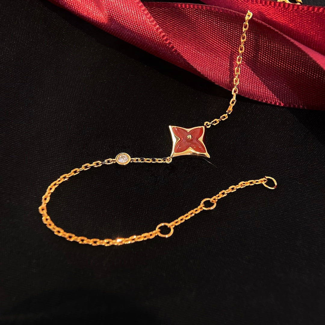 [Love More]COLOR STAR CARNELIAN PINK GOLD DIAMOND BRACELET