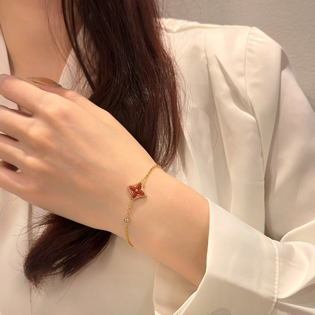 [Love More]COLOR STAR CARNELIAN PINK GOLD DIAMOND BRACELET