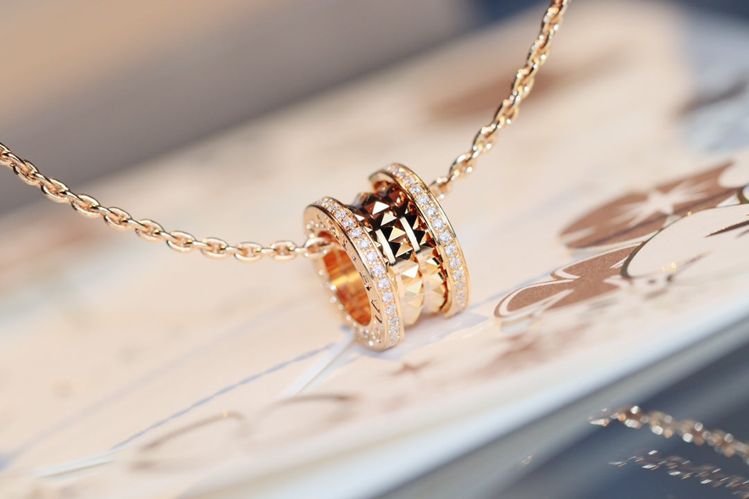 [Love More]ZERO 1 ROCK PEDANT PINK GOLD NECKLACE