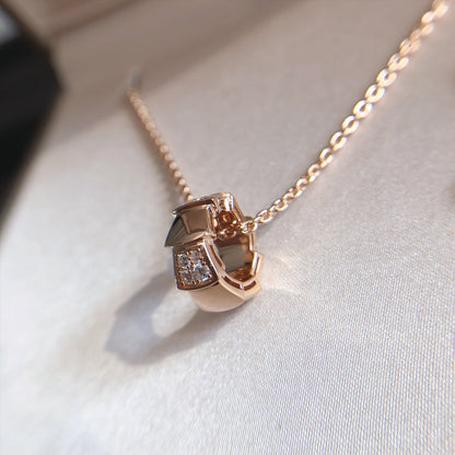 [Love More]SERPENTI PEDANT DIAMOND PINK GOLD NECKLACE