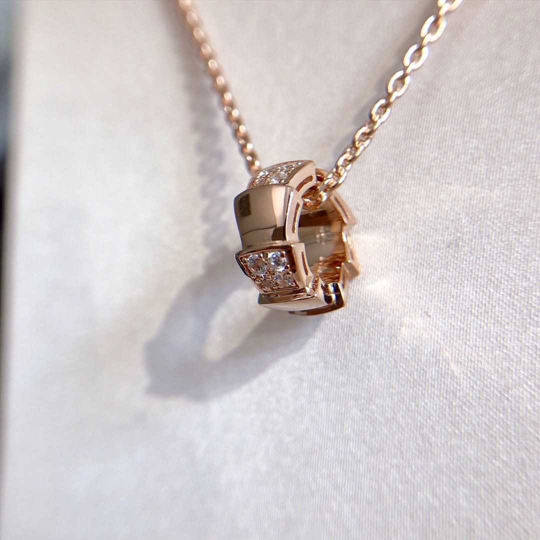 [Love More]SERPENTI PEDANT DIAMOND PINK GOLD NECKLACE