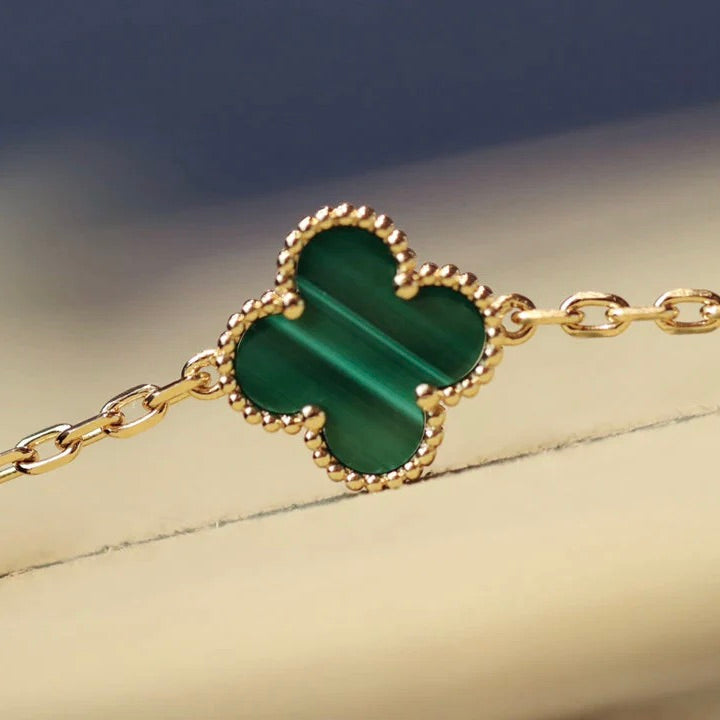 [Love More]CLOVER 20 MOTIFS MALACHITE DIAMOND NECKLACE