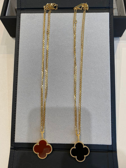 [Love More]CLOVER 25MM NECKLACE GOLD CARNELIAN