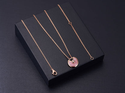 [Love More]AMULETTE ROSE GOLD PINK MOP NECKLACE