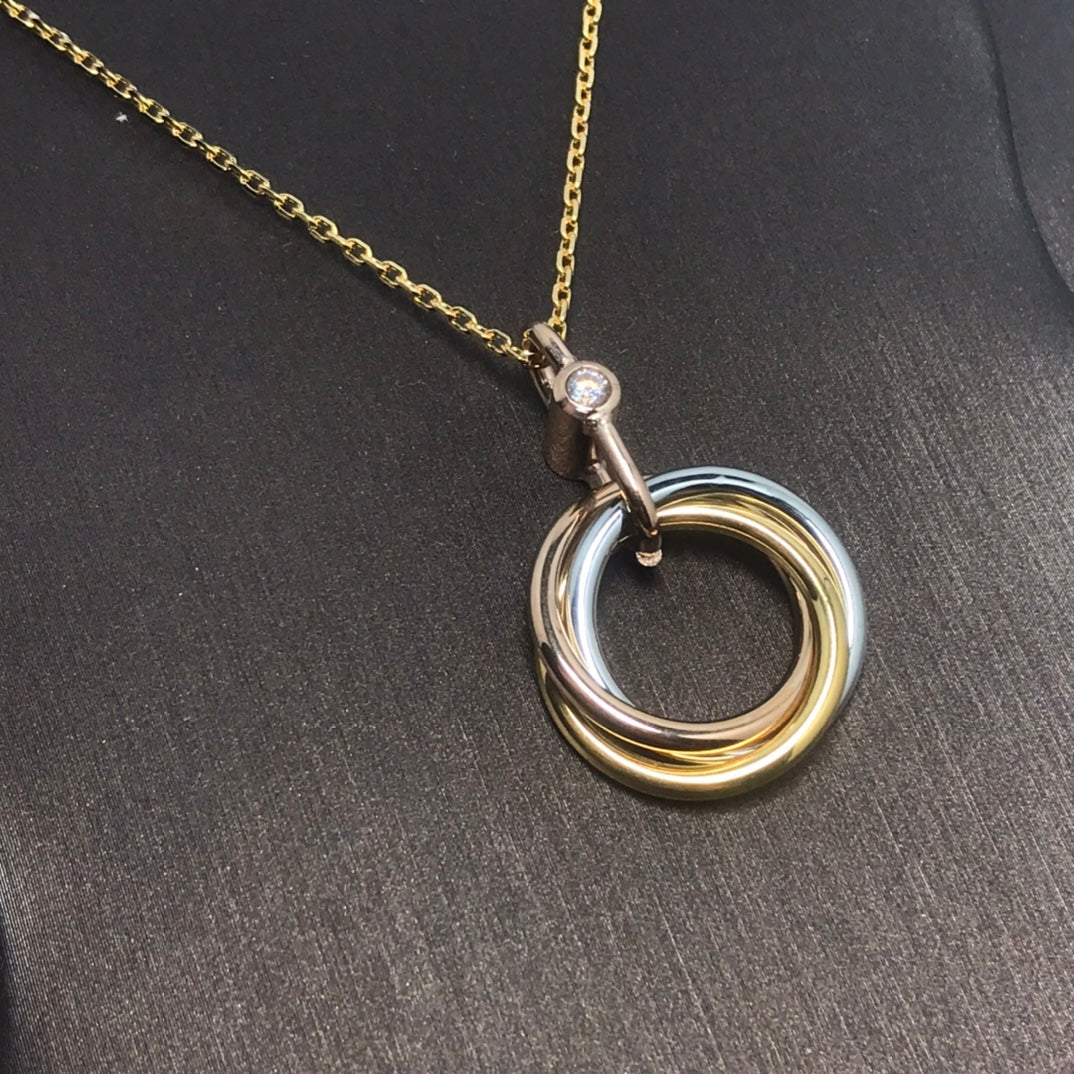 [Love More]TRINITY SILVER GOLD PINK GOLD NECKLACE