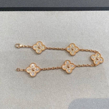 [Love More]CLOVER 5 MOTIFS  FULL DIAMOND BRACELET