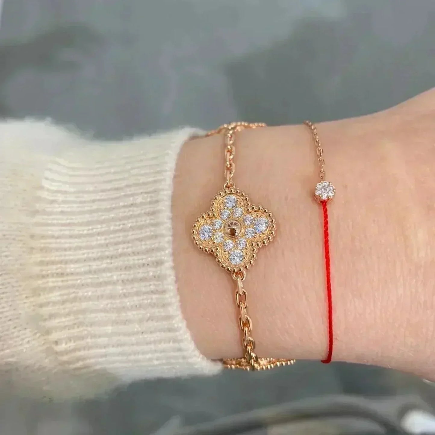 [Love More]CLOVER 5 MOTIFS  FULL DIAMOND BRACELET