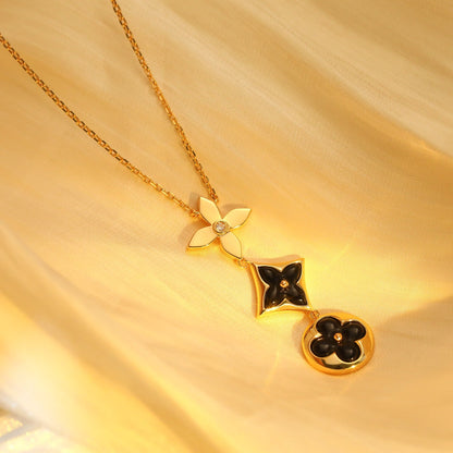 [Love More]STAR AND SUN ONYX PINK GOLD NECKLACE