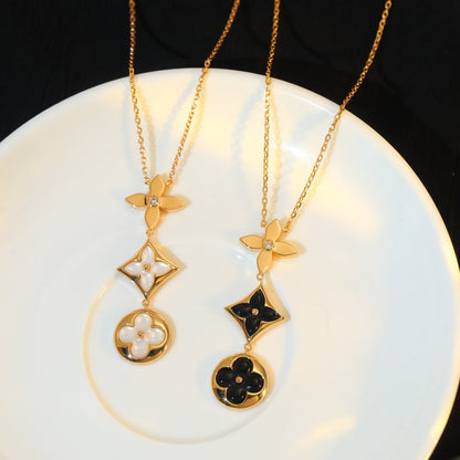 [Love More]STAR AND SUN ONYX PINK GOLD NECKLACE