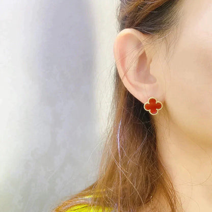 [Love More]CLOVER MEDIUM 1 MOTIFS CARNELIAN  EARRINGS