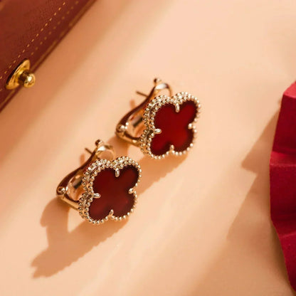 [Love More]CLOVER MEDIUM 1 MOTIFS CARNELIAN  EARRINGS