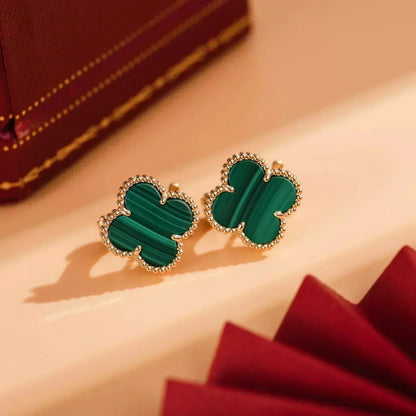 [Love More]CLOVER MEDIUM 1 MOTIFS MALACHITE  EARRINGS