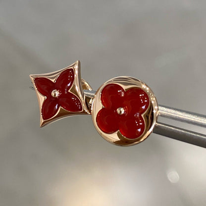 [Love More]STAR AND SUN PINK GOLD CARNELIAN STUD EARRINGS