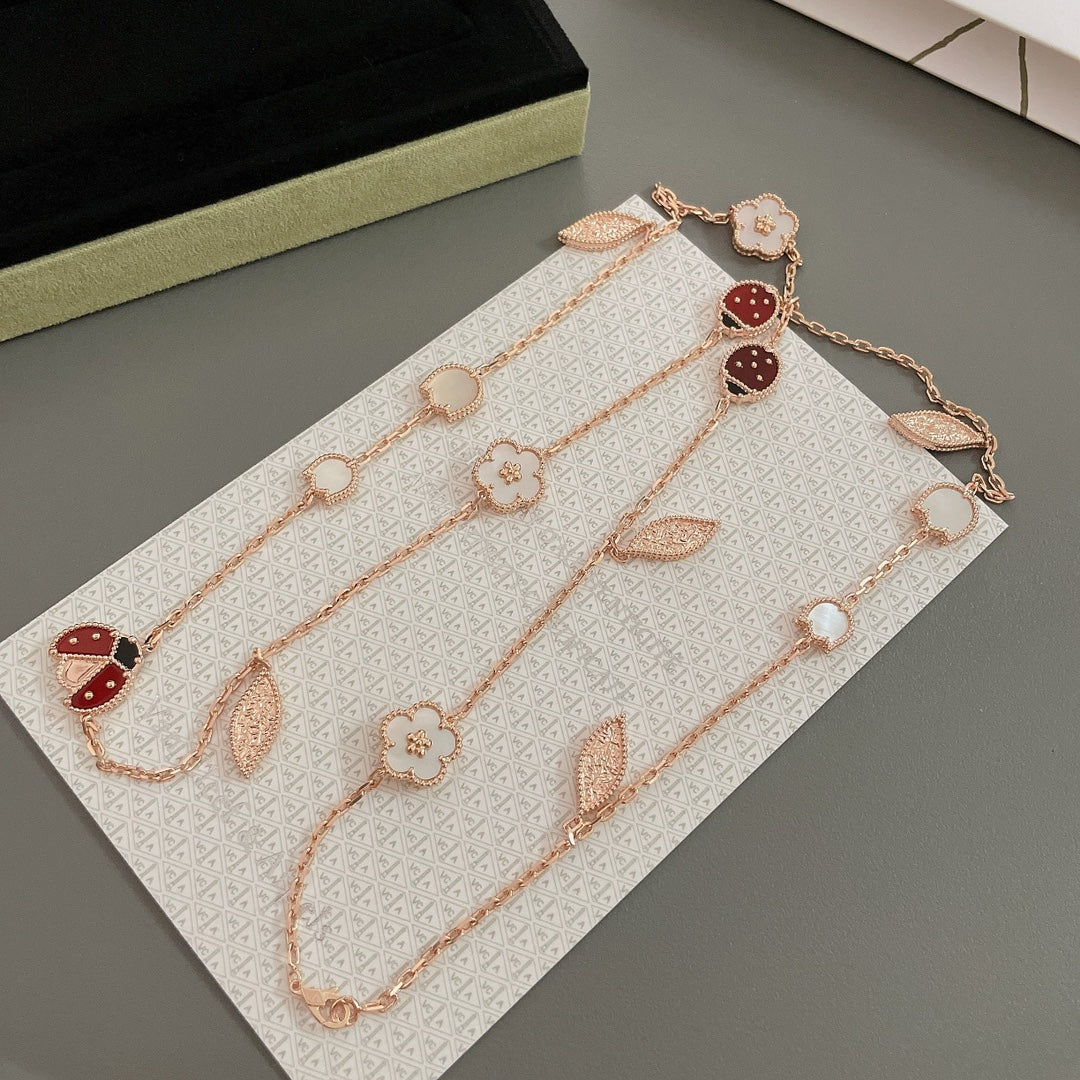 [Love More]LUCKY SPRING 15 MOTIFS ROSE GOLD NECKLACE