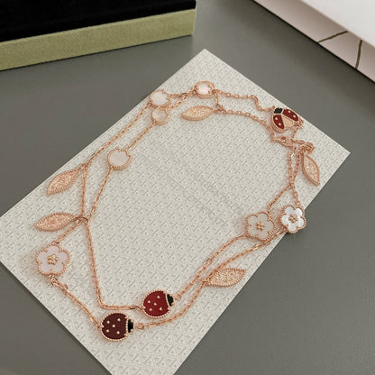 [Love More]LUCKY SPRING 15 MOTIFS ROSE GOLD NECKLACE