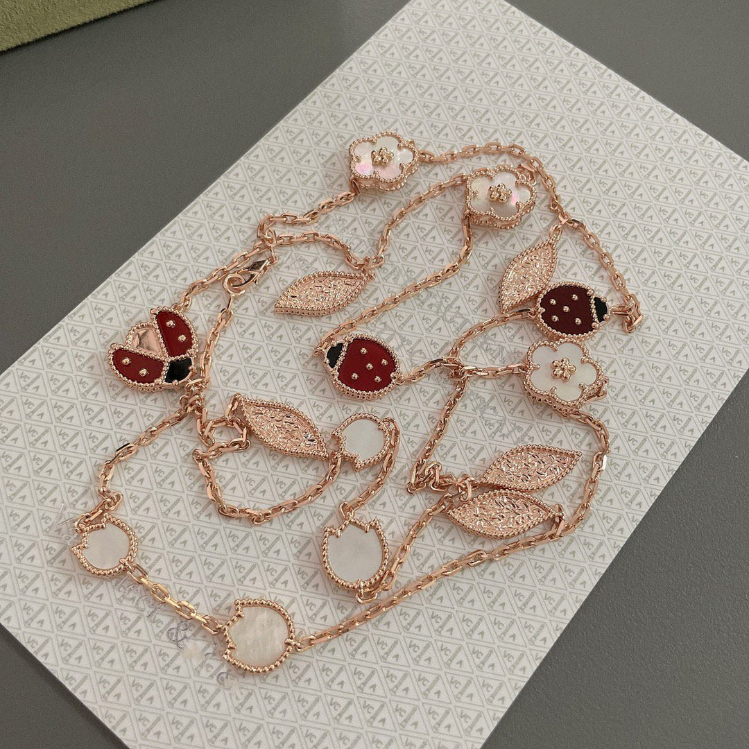 [Love More]LUCKY SPRING 15 MOTIFS ROSE GOLD NECKLACE