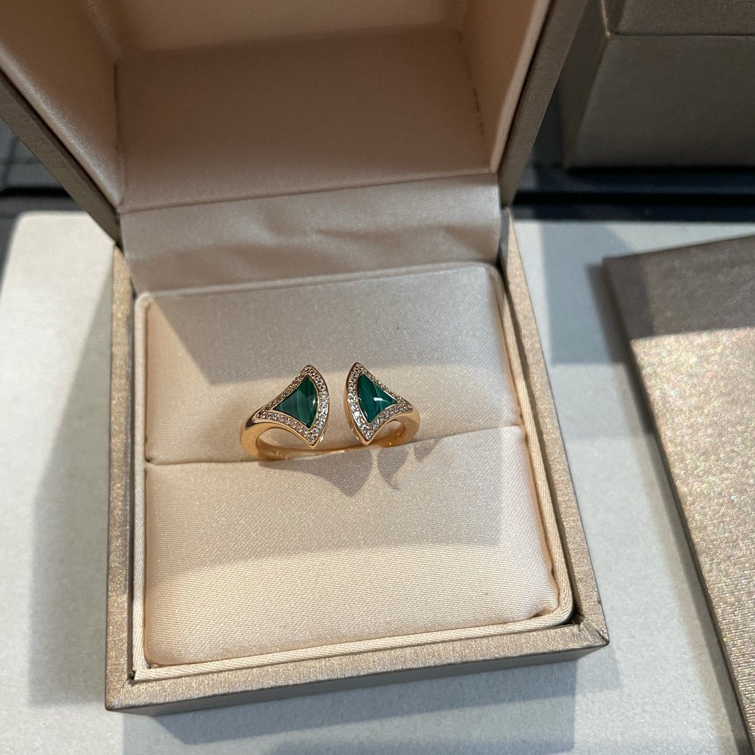 [Love More]DREAM MALACHITE DIAMOND OPEN RING