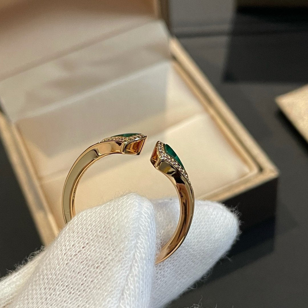 [Love More]DREAM MALACHITE DIAMOND OPEN RING