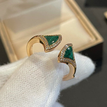 [Love More]DREAM MALACHITE DIAMOND OPEN RING