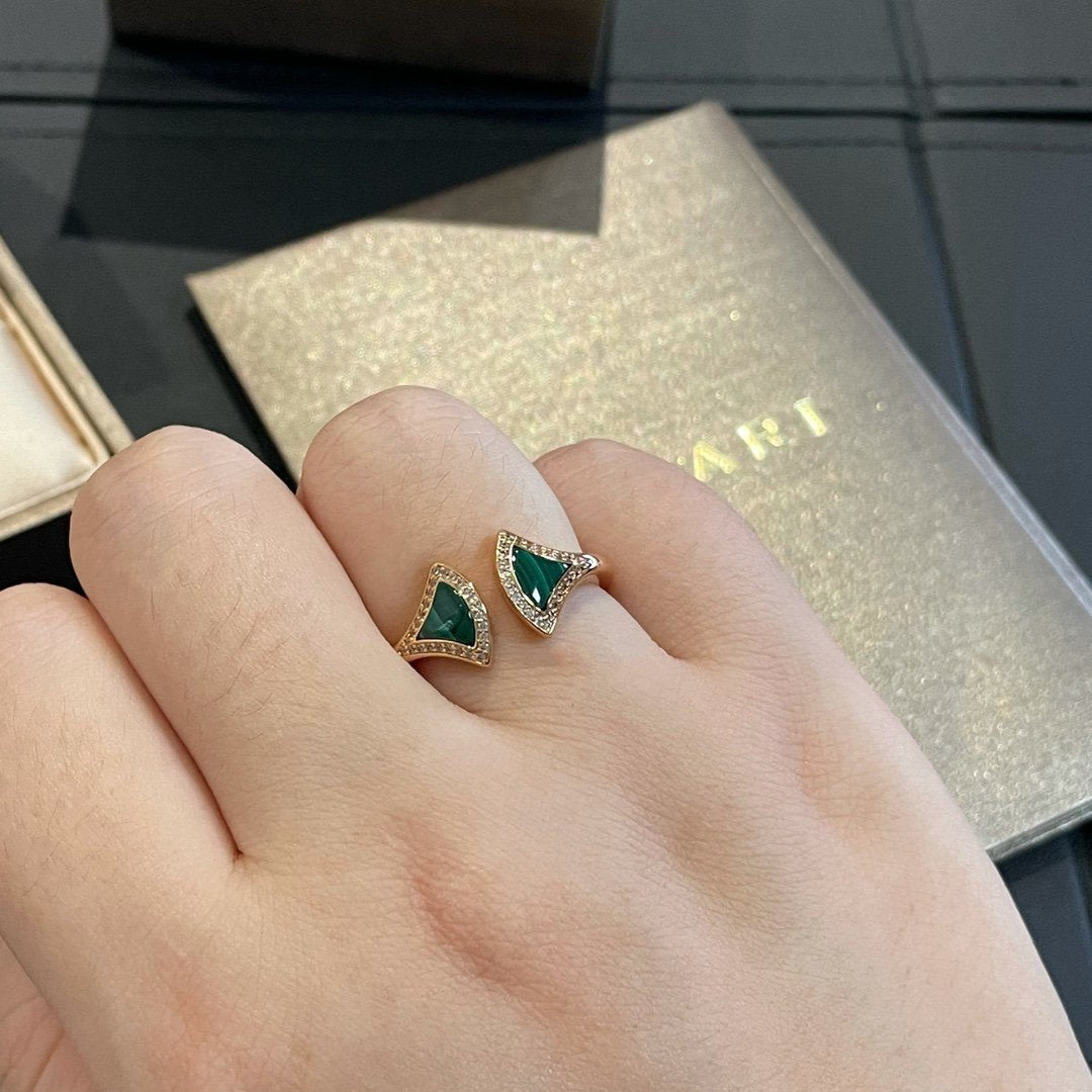 [Love More]DREAM MALACHITE DIAMOND OPEN RING