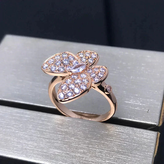 [Love More]BUTTERFLY PINK GOLD DIAMOND RING