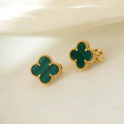 [Love More]CLOVER MEDIUM 1 MOTIFS MALACHITE  EARRINGS