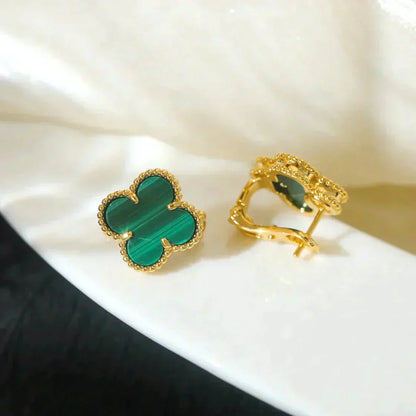 [Love More]CLOVER MEDIUM 1 MOTIFS MALACHITE  EARRINGS