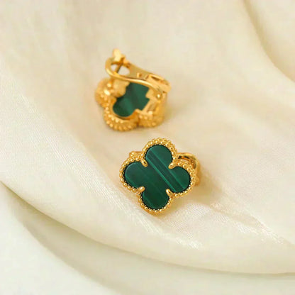 [Love More]CLOVER MEDIUM 1 MOTIFS MALACHITE  EARRINGS