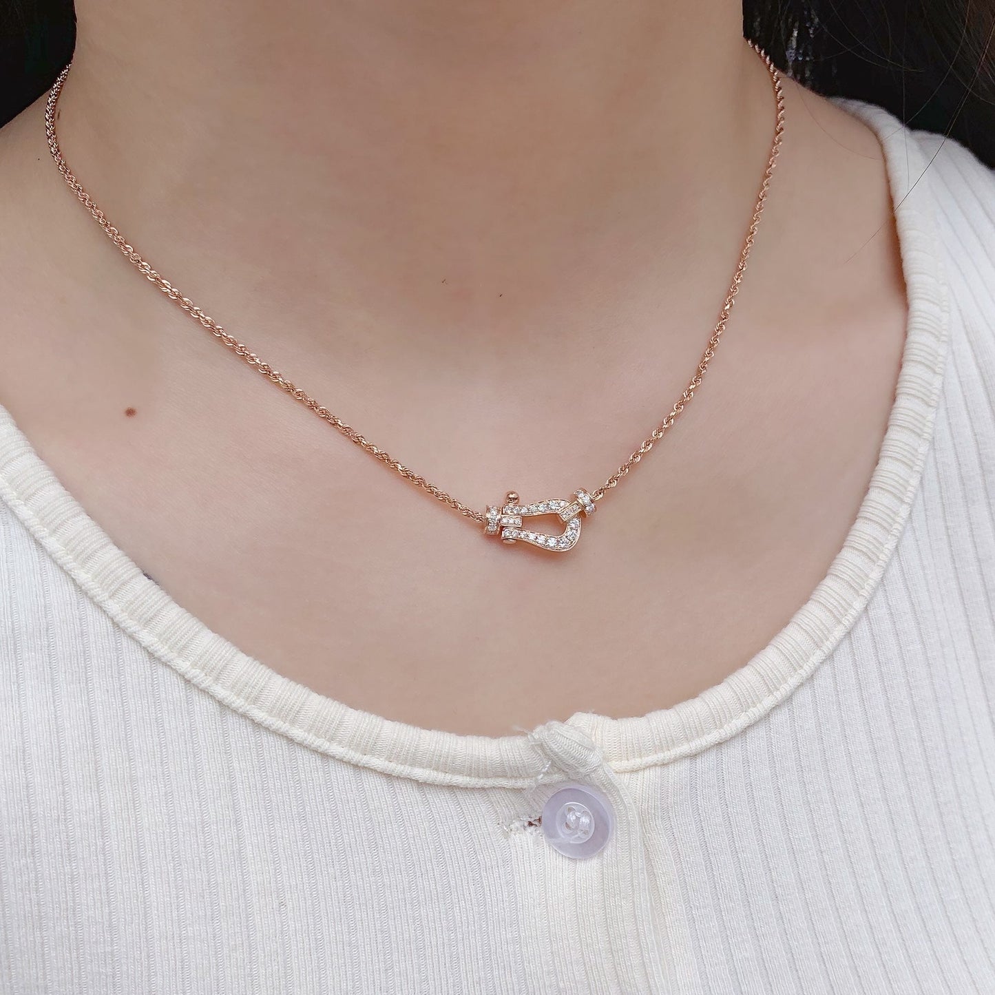 [Love More]FORCE 10 PINK GOLD DIAMOND NECKLACE