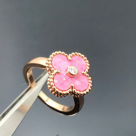 [Love More]CLOVER RHODONITE ROSE GOLD RING