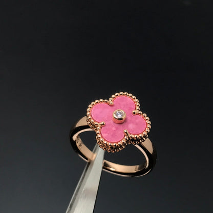 [Love More]CLOVER RHODONITE ROSE GOLD RING