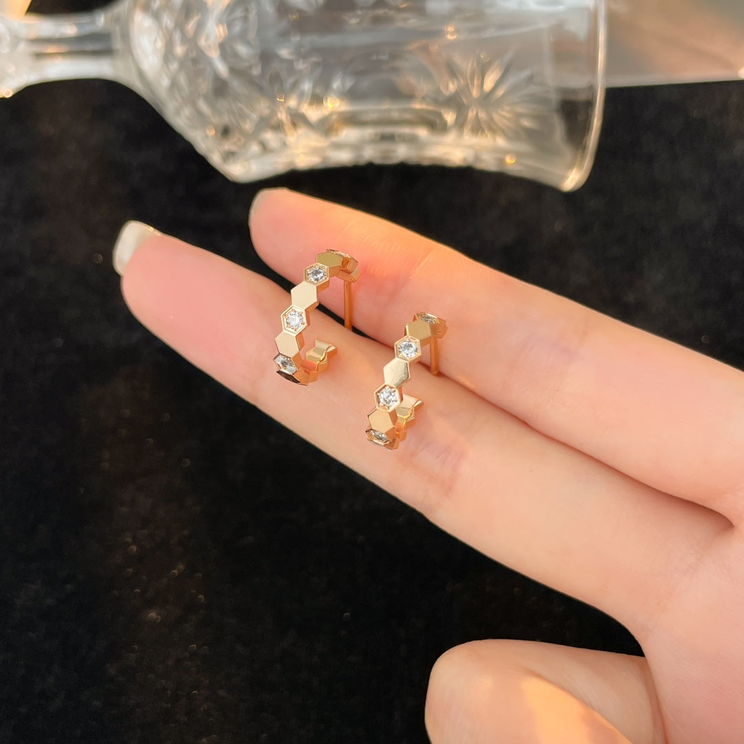 [Love More]BEE LOVE DIAMOND HOOP EARRINGS