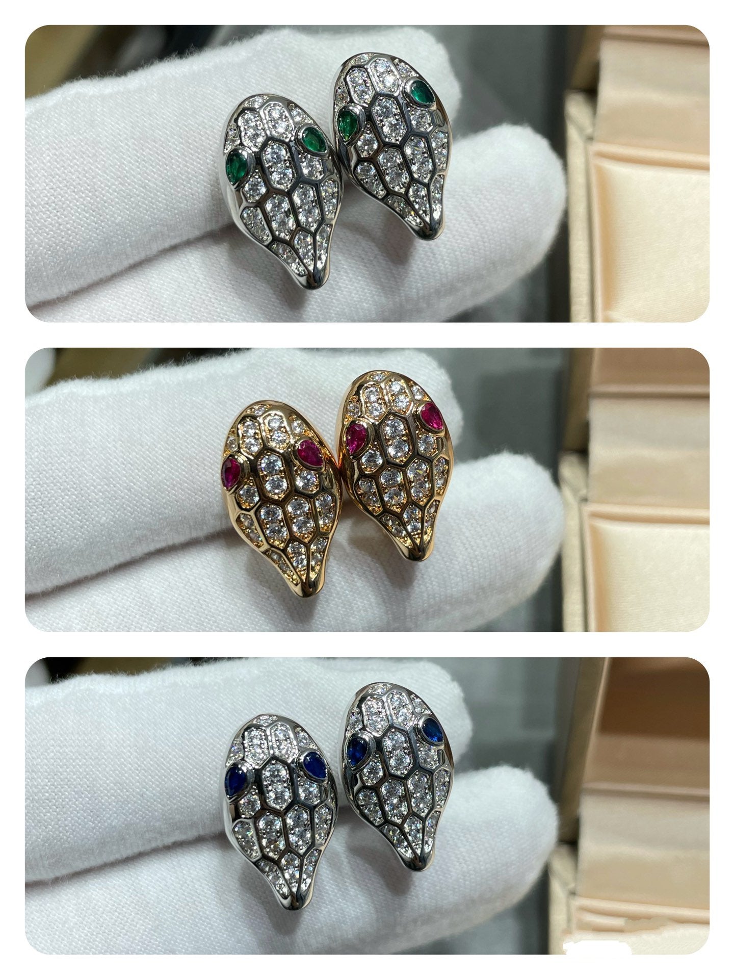 [Love More]SERPENT DIAMOND STUD EARRINGS