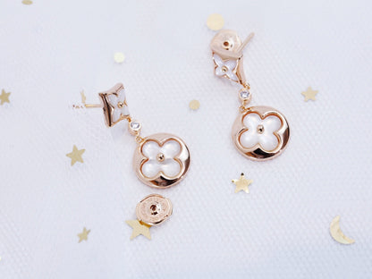 [Love More]STAR AND SUN PINK GOLD MOP DROP EARRINGS