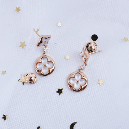 [Love More]STAR AND SUN PINK GOLD MOP DROP EARRINGS