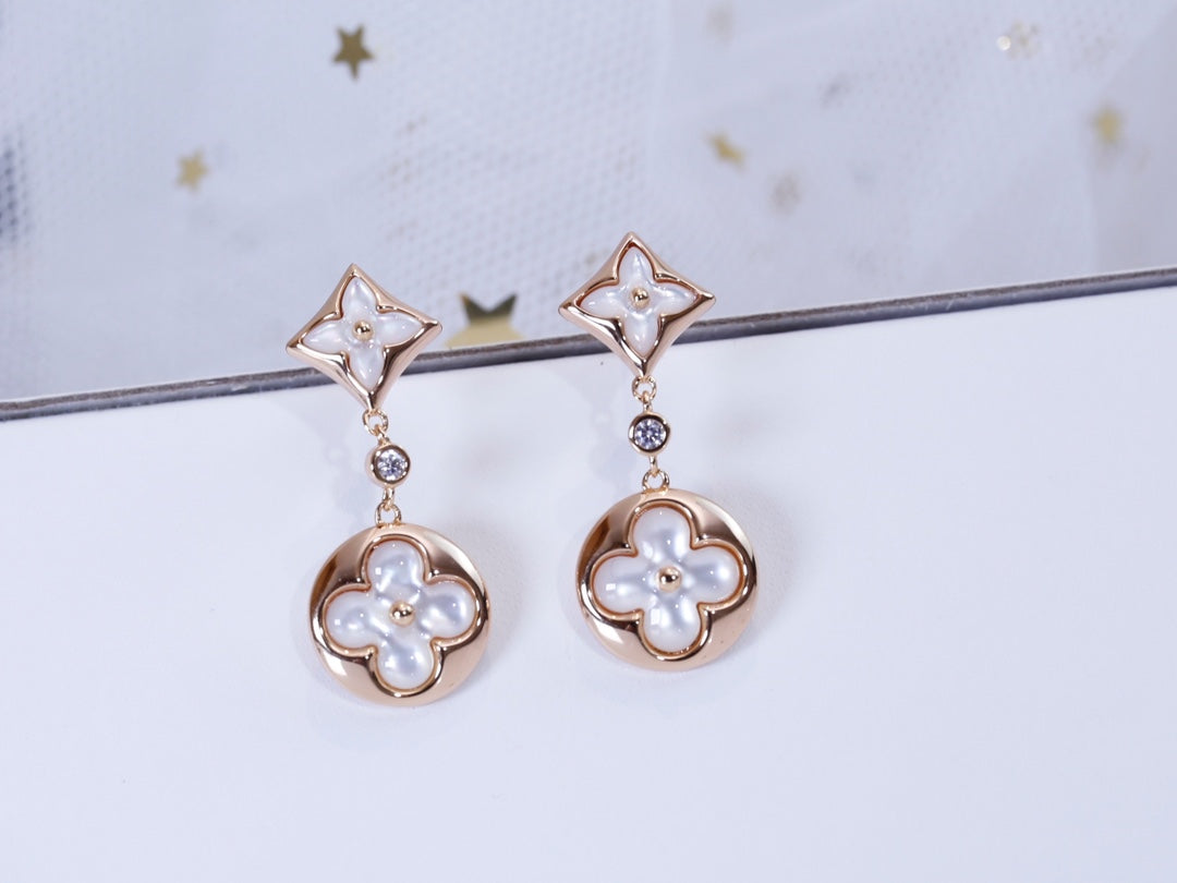 [Love More]STAR AND SUN PINK GOLD MOP DROP EARRINGS