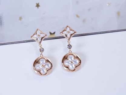 [Love More]STAR AND SUN PINK GOLD MOP DROP EARRINGS