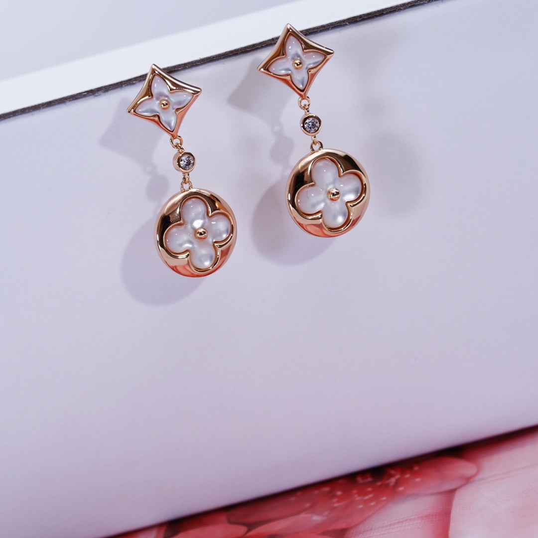 [Love More]STAR AND SUN PINK GOLD MOP DROP EARRINGS