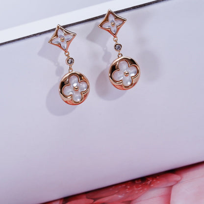 [Love More]STAR AND SUN PINK GOLD MOP DROP EARRINGS