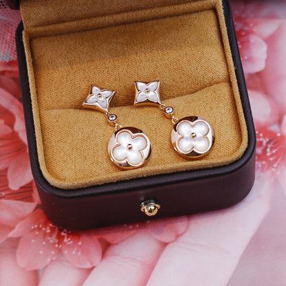 [Love More]STAR AND SUN PINK GOLD MOP DROP EARRINGS