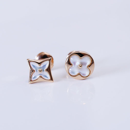 [Love More]STAR AND SUN PINK GOLD MOP STUD EARRINGS