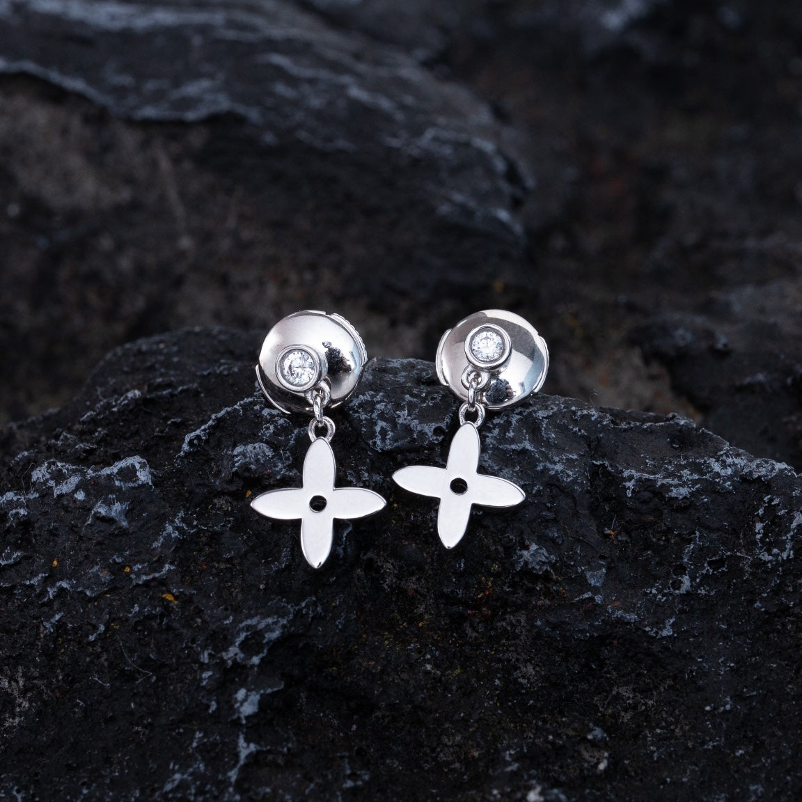 [Love More]VIDYLLE SILVER DIAMOND MINI DROP EARRINGS